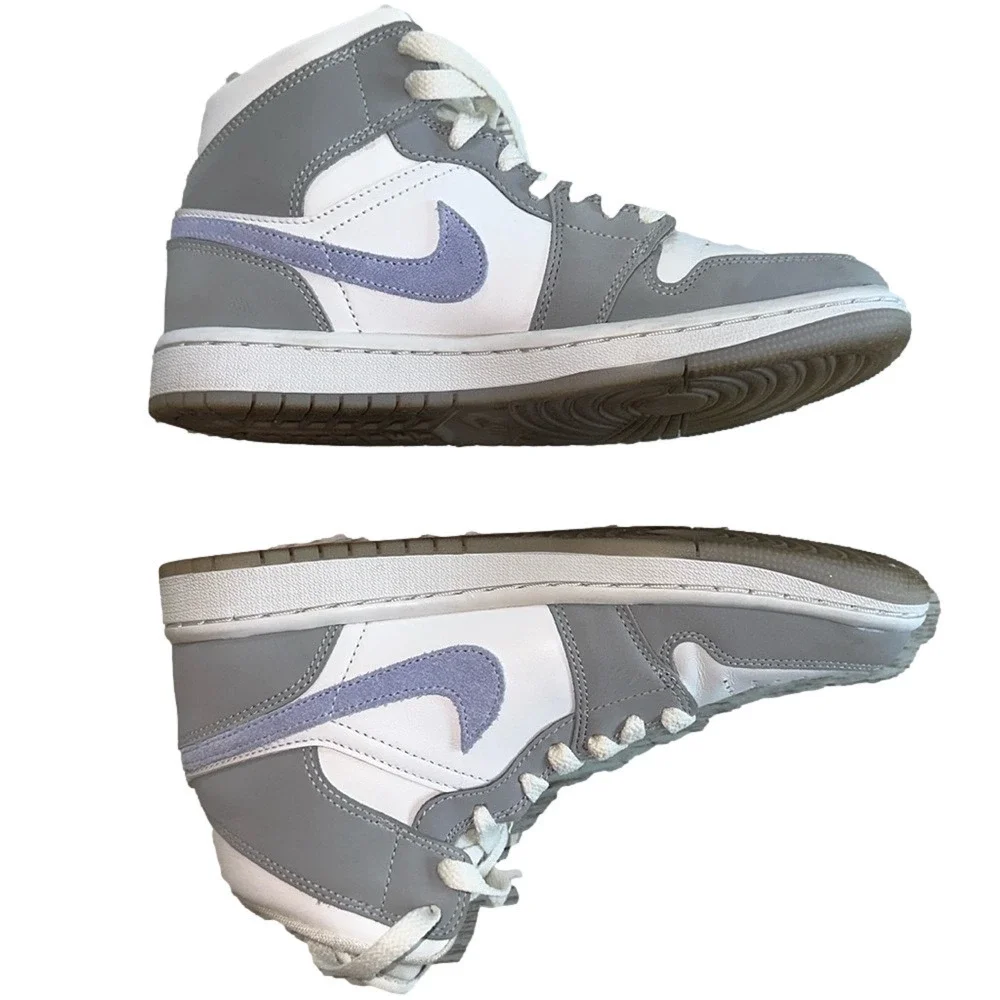 Nike Air Jordan 1 Mid Wolf Grey / Aluminum Women's sz 6